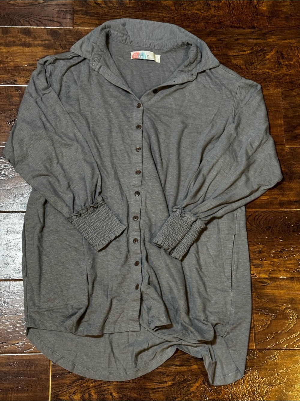 Free People Beach Promenade Mini Shirt Dress Grey Button Down Size XS